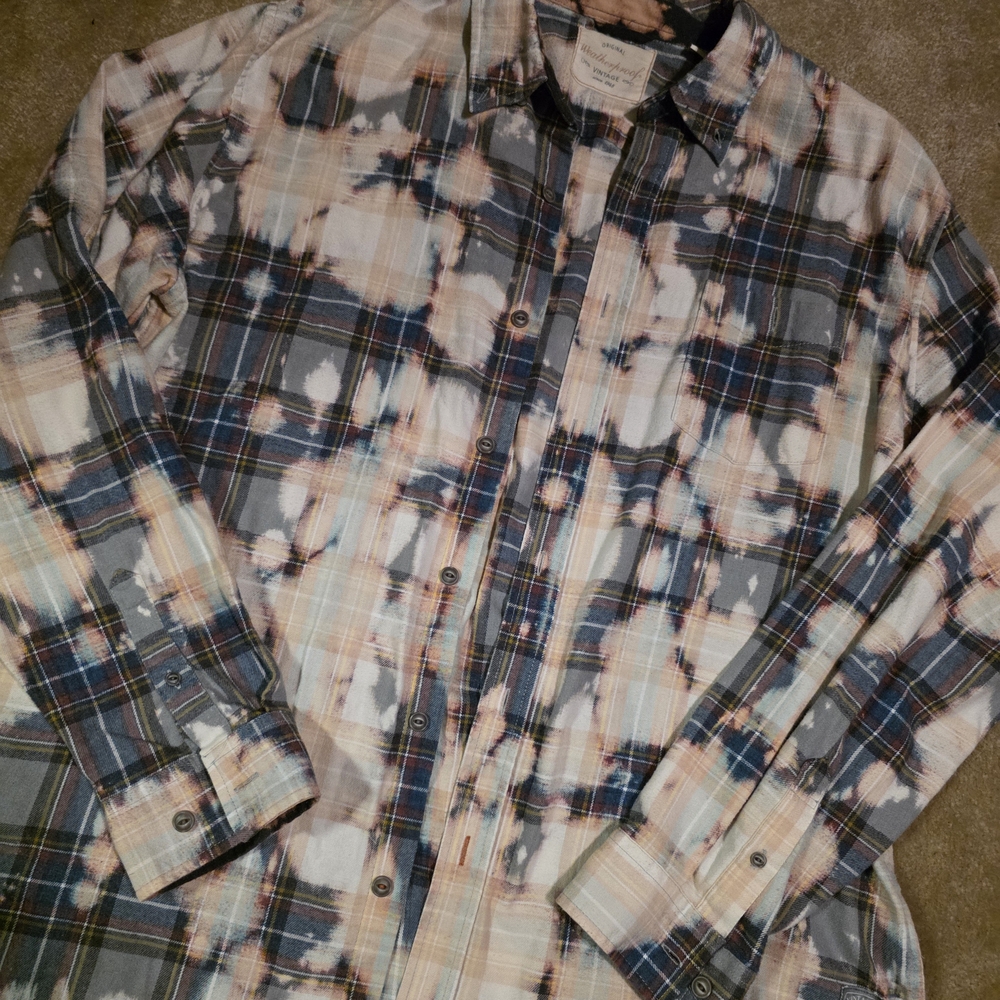 Weatherproof Vintage Distressed Plaid Shirt Size 2XL Vguc Upcycled Flannel